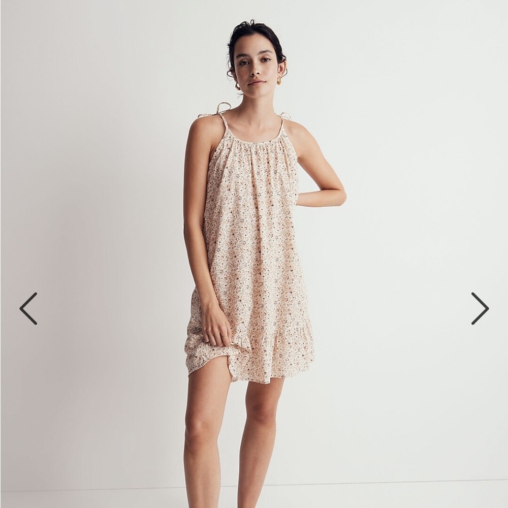 Madewell Crinkle Tie-Strap Ruffle-Hem Cover-Up Dress in Florentine Floral